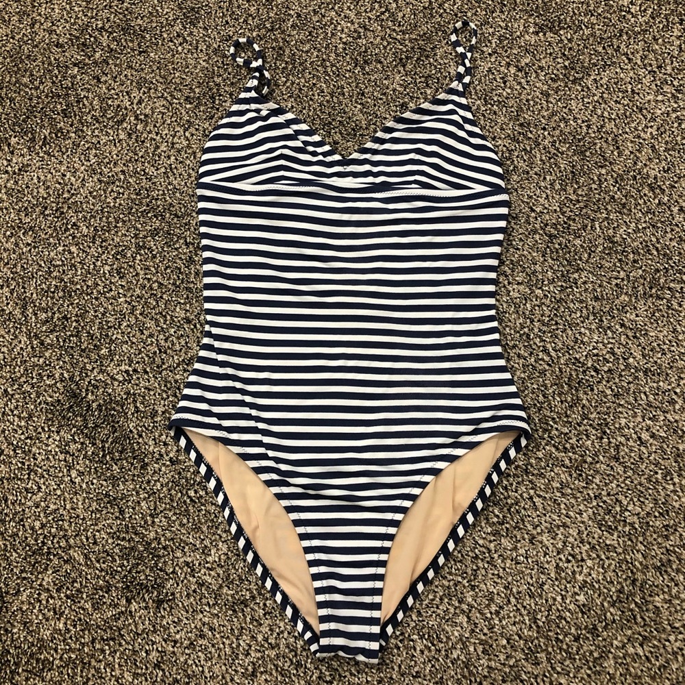 WomensXS navy and white Jcrew one piece swimsuit
